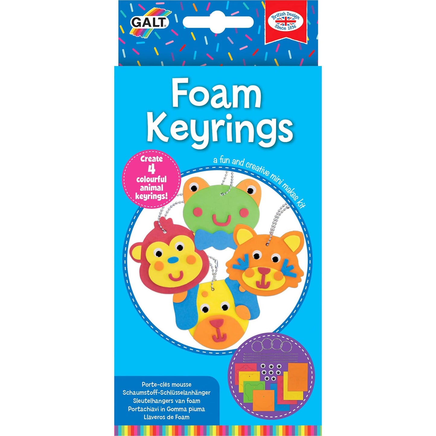 GALT - Mini Makes Foam Keyrings - Creative Craft Kit