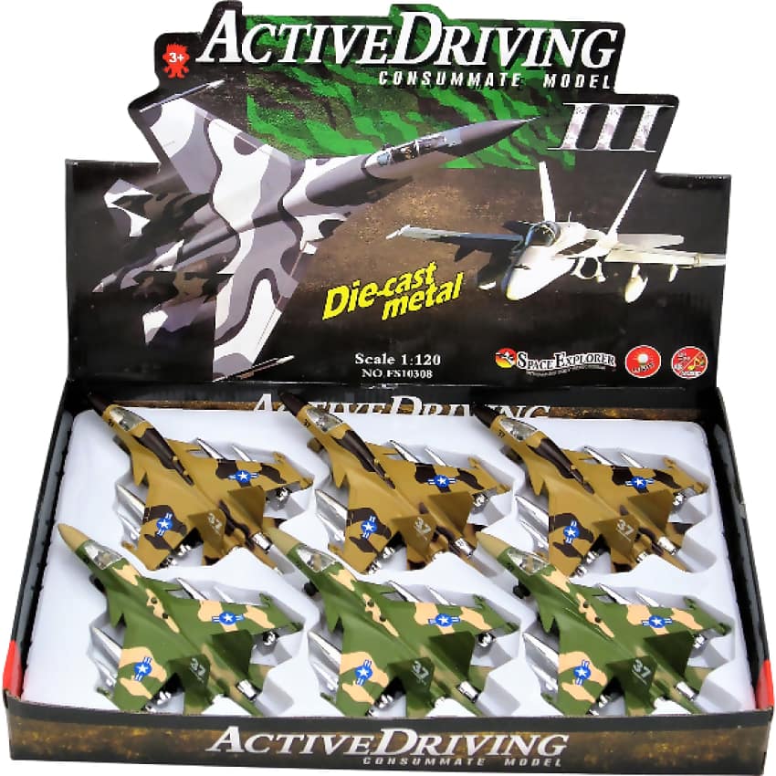 Active Driving - Jet Fighter Plane Die-cast With Sound (Assorted Colors)