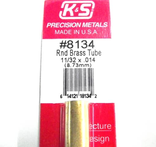 K&S METAL #8134 11:32' OD BRASS TUBE 1PC