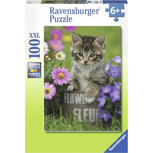 Ravensburger - Kitten Among The Flowers Jigsaw Puzzle 100 Pieces