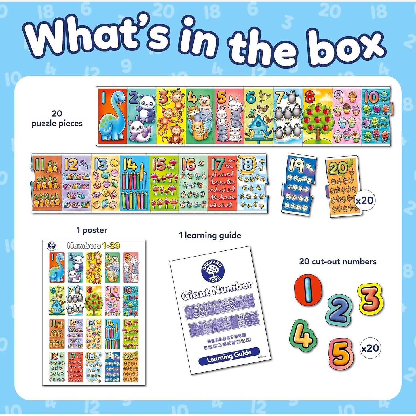 Orchard Toys - Giant Number - Extra Long Jigsaw Puzzle 20pc