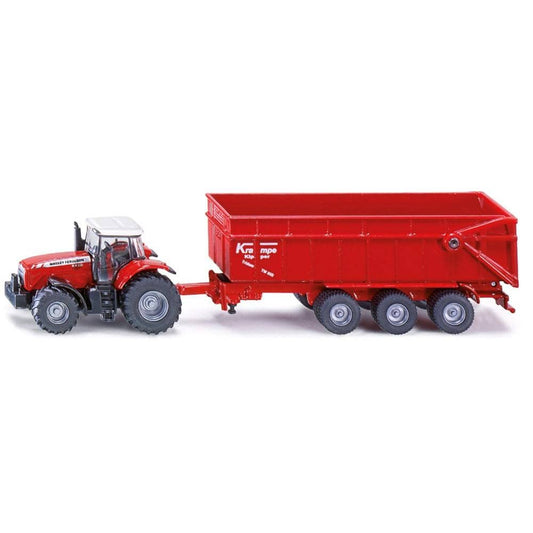 Siku -?Massey Ferguson Tractor With 3 Axle Tipper Trailer Die-Cast Model