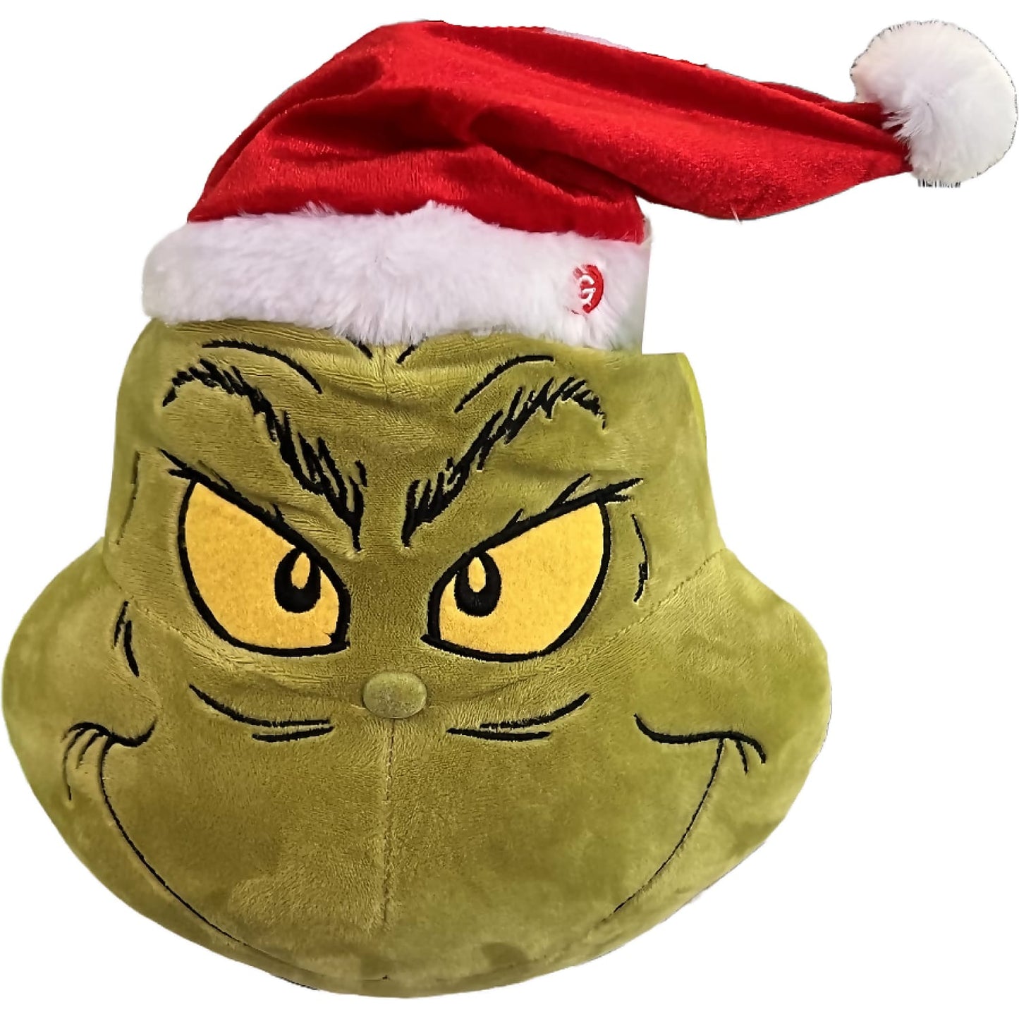 Cotton Candy - Xmas Dr. Seuss Grinch Head Hanging Animated Musical Santa Hat