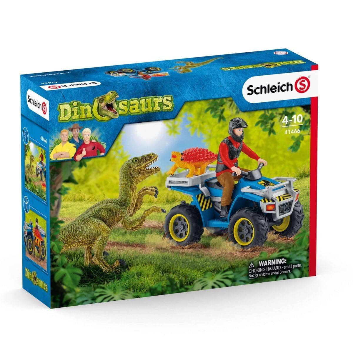 Schleich - Quad Escape From Velociraptor Dinosaur Figurine Animal Playset
