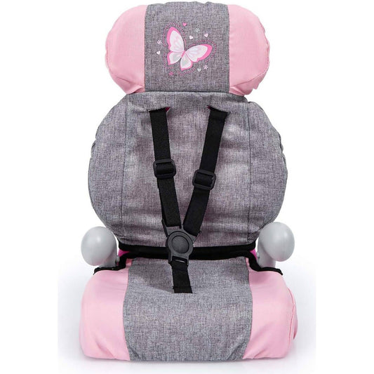 Bayer - Deluxe Doll Car Seat with Strap Butterfly Grey/Pink
