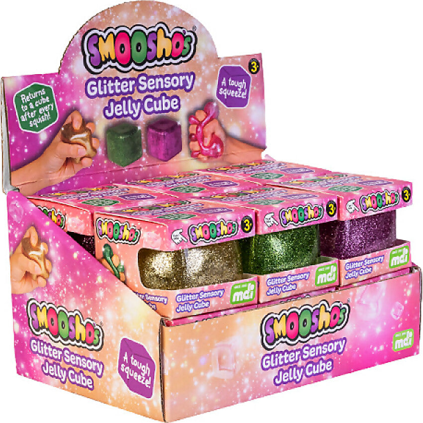 Smoosho's - Glitter Sensory Jelly Cube (1x Assorted Colour Chosen at Random)