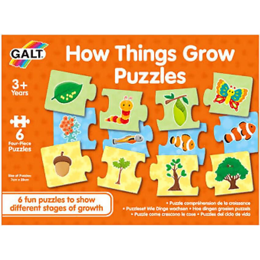 GALT - How Things Grow Jigsaw Puzzle - 6 x 4-Piece Puzzles