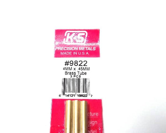 K&S METAL #9822 BRASS ROUND TUBE 4X300MM 3PCS
