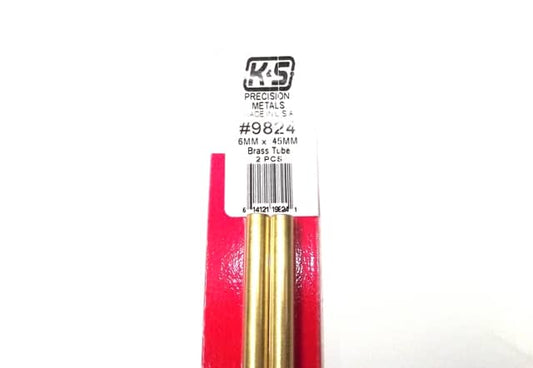 K&S METAL #9824 BRASS ROUND TUBE 6X300MM 2PCS