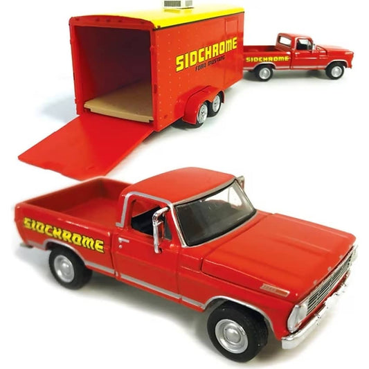 DDA Collectibles 1:64 Scale - 1967 Ford F-100 Sidchrome with Sidchrome Enclosed Car Hauler - Diecast Model
