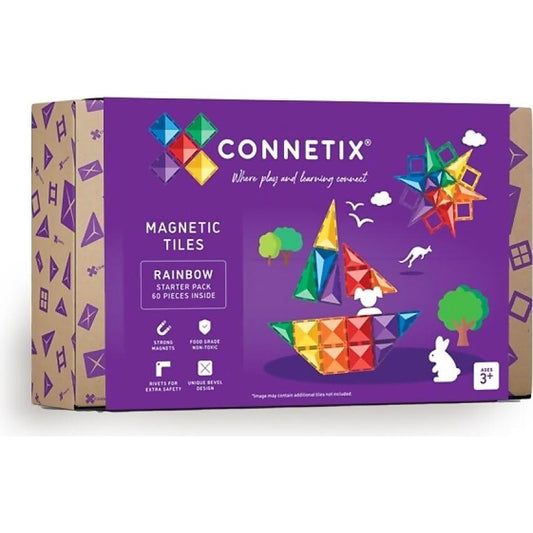 Connetix - Magnetic Tiles Rainbow Starter Pack 60pc