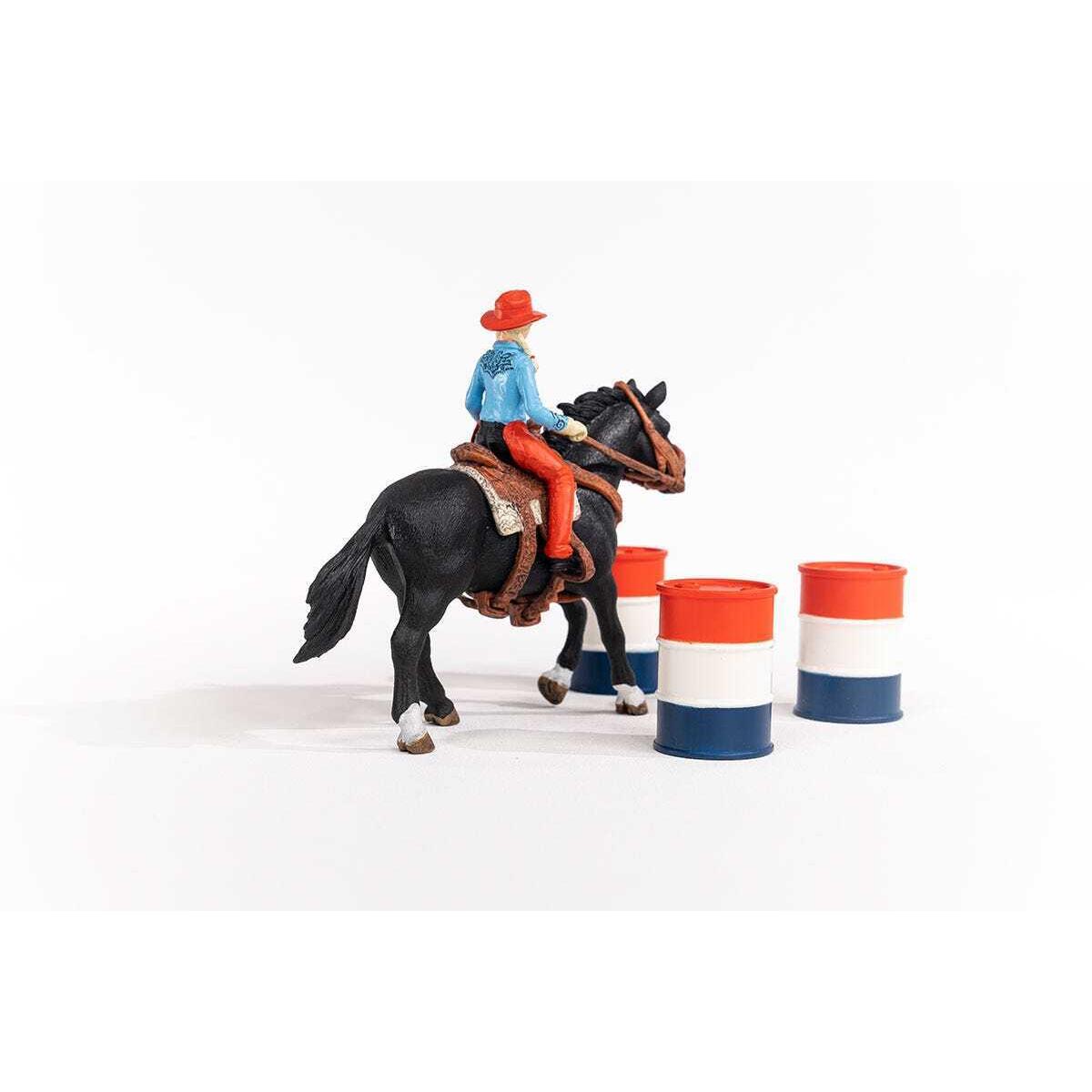 Schleich - Cowgirl Barrel Racing Fun Playset - Farm World Animal Playset