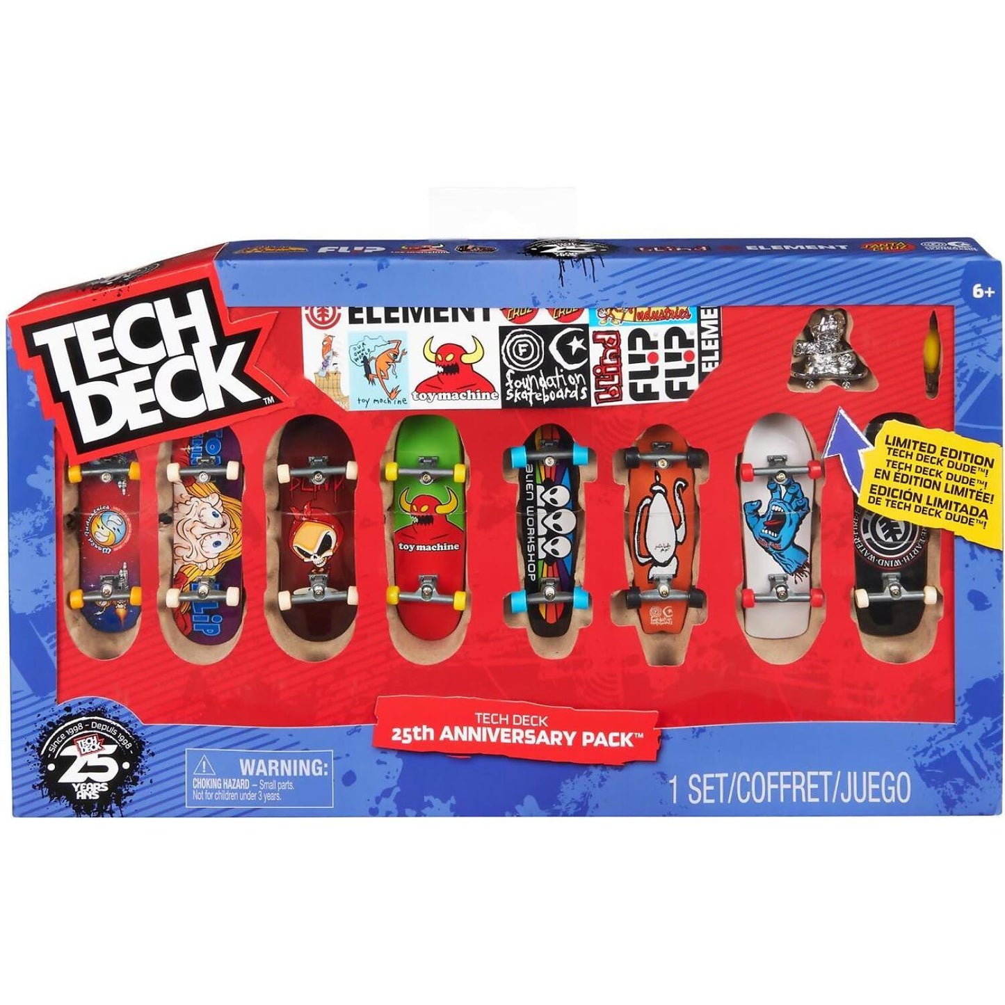 Tech Deck - 25th Anniversary 8-pack Fingerboards With Exclusive Figure Collectible And Customizable Mini Skateboards - Spin Master
