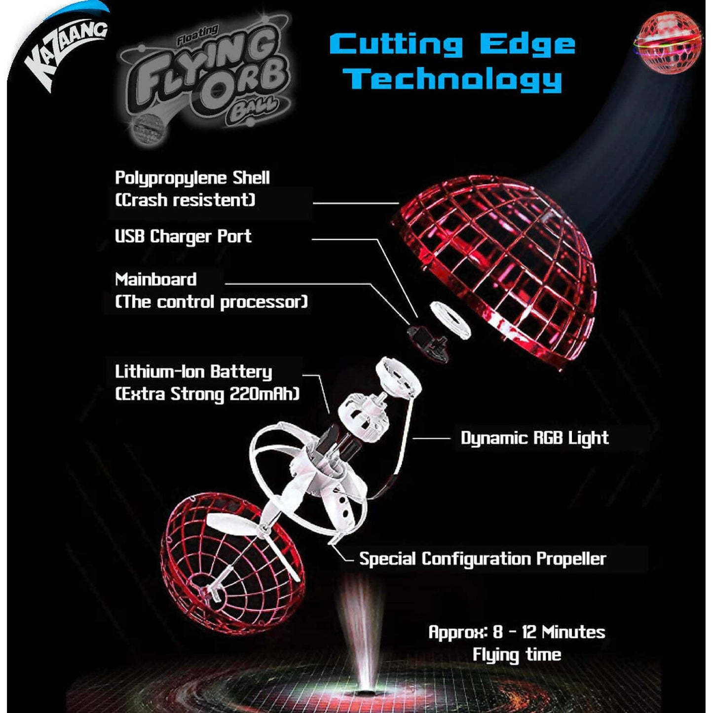 Kazaang - Floating Flying Orb Ball - Red