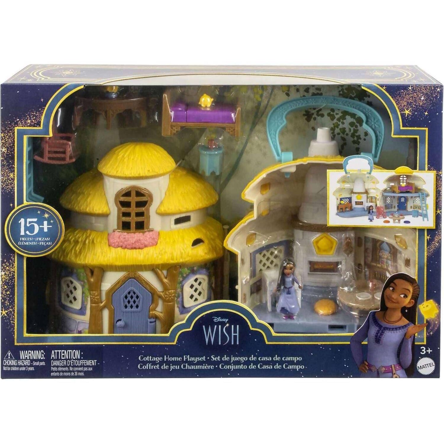 Disney Wish - Mini Doll & Dollhouse Playset Asha Of Rosas Cottage With Micro Doll Star Figure & 15+ Furniture & Accessories Travel Toys