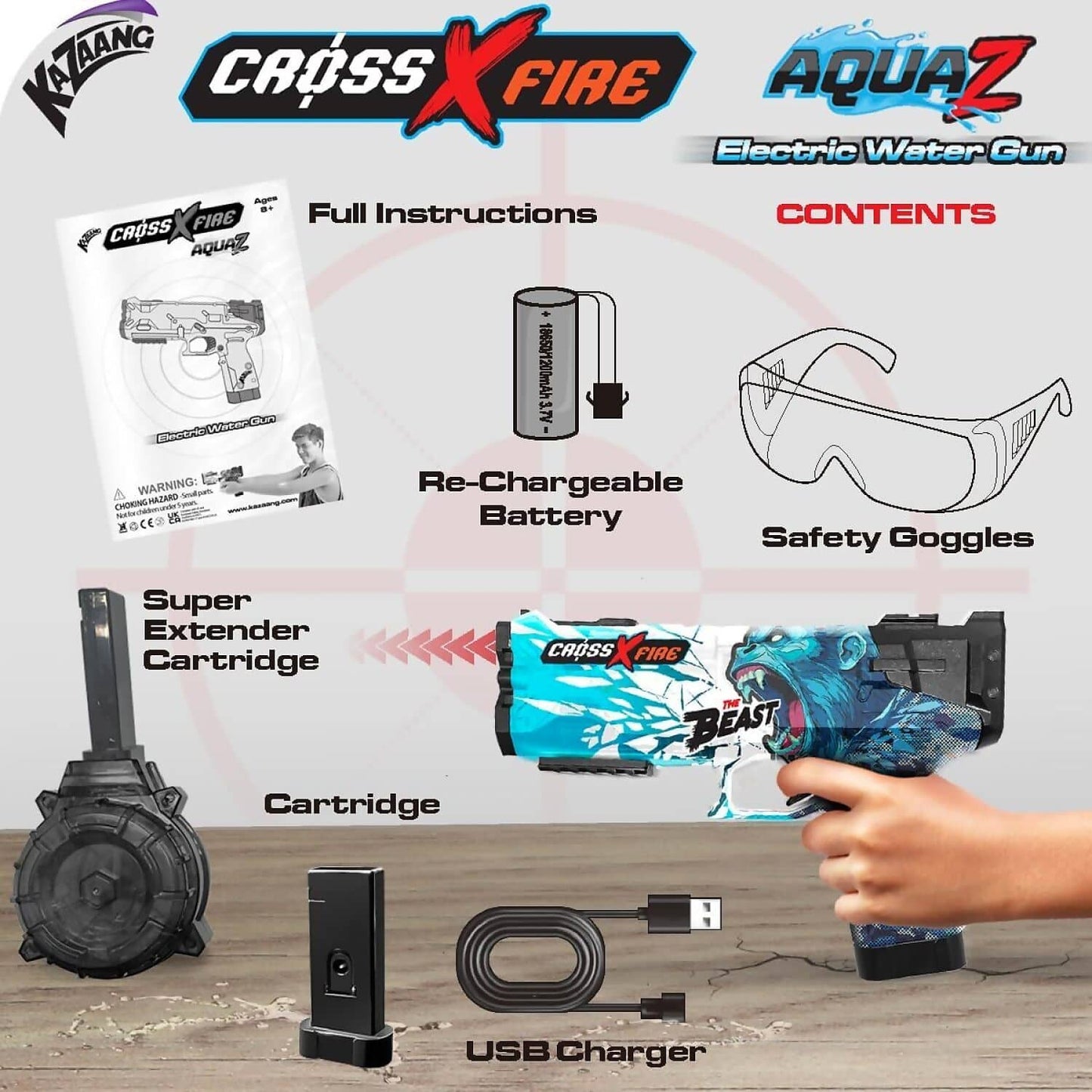 Kazaang - The Beast Water Cross X Fire Aquaz Electric Watergun