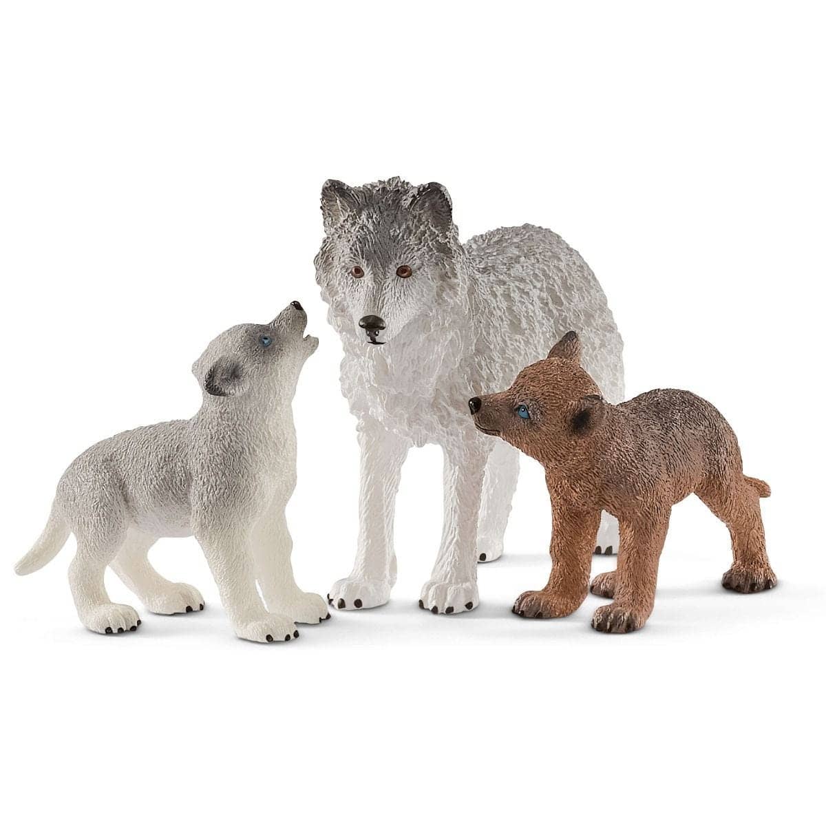 Schleich - Mother Wolf With Pups Wildlife Animal Figurine Animal Playset