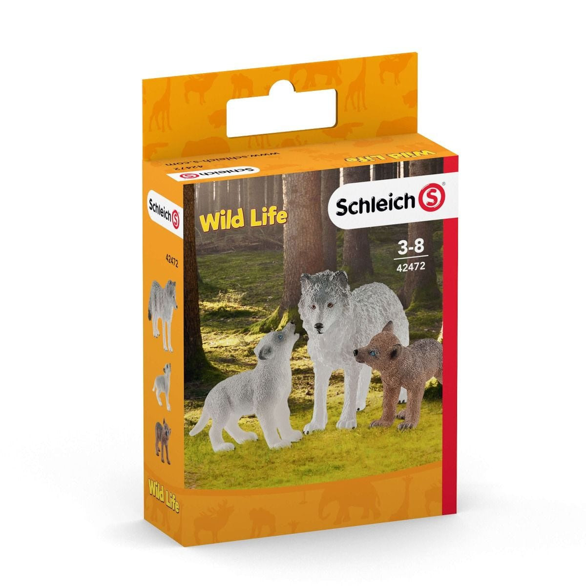 Schleich - Mother Wolf With Pups Wildlife Animal Figurine Animal Playset