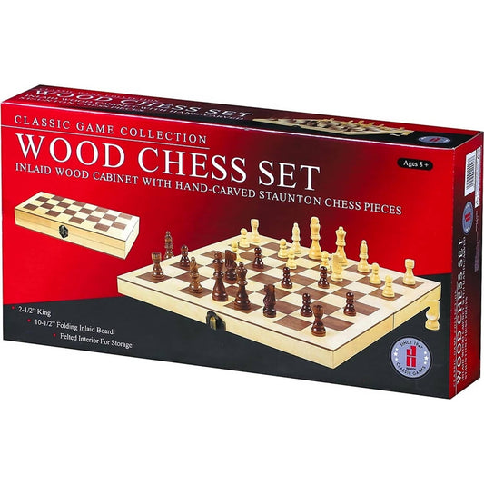 Hansen Classic Games - Inlaid Wood Chess Set 10.5-inch