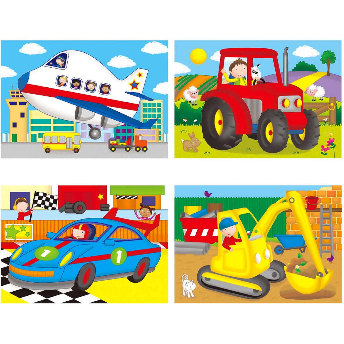 GALT - 4 Puzzles In A Box - Vehicles - 4 Different Puzzles - 2 Pieces Each