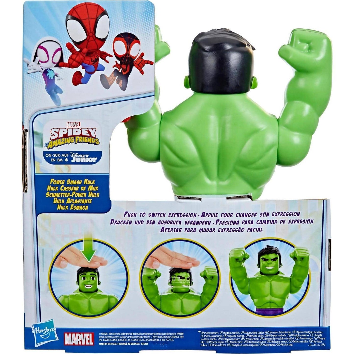 Marvel - Spidey And His Amazing Friends Power Smash Hulk Preschool Toy Face-changing 10-inch Hulk Action Figure Ages 3+