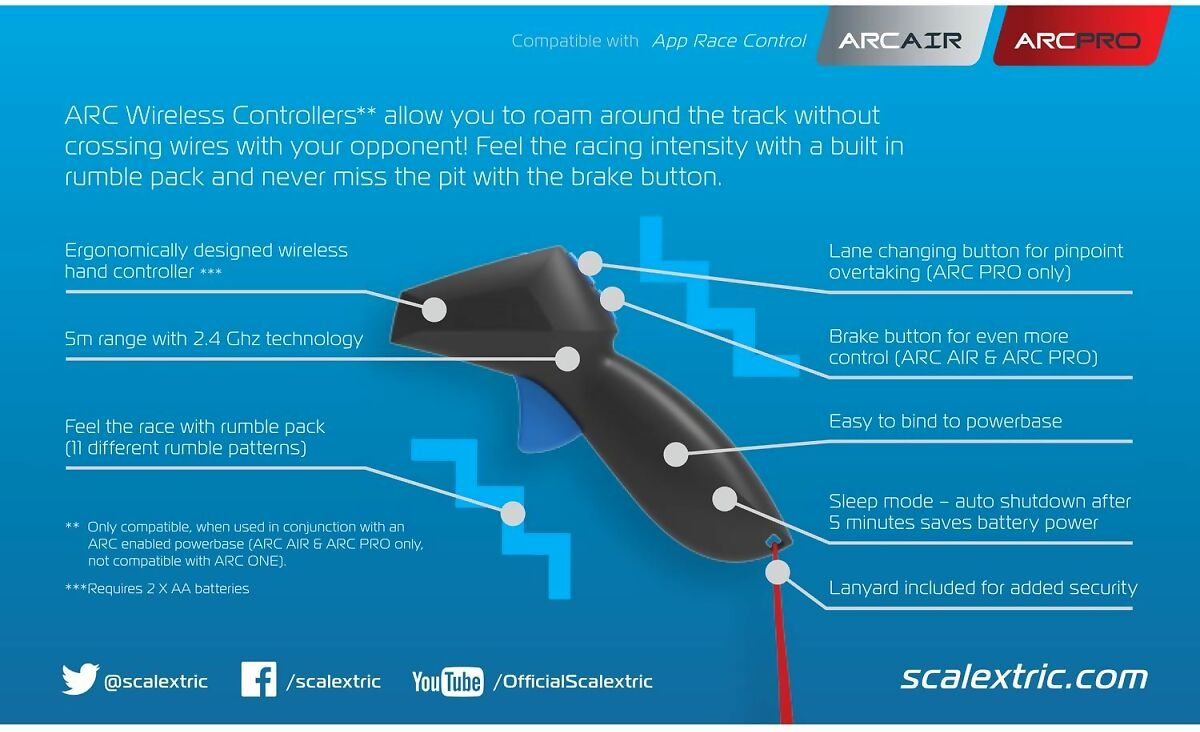 Scalextric C8438 Arc Air And Arc Pro Wireless Hand Throttle