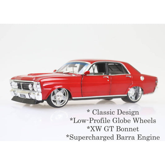 DDA Collectibles 1:24 Scale - Candy Red XY Ford Falcon Custom with Super Charged Barra Engine - Diecast Model