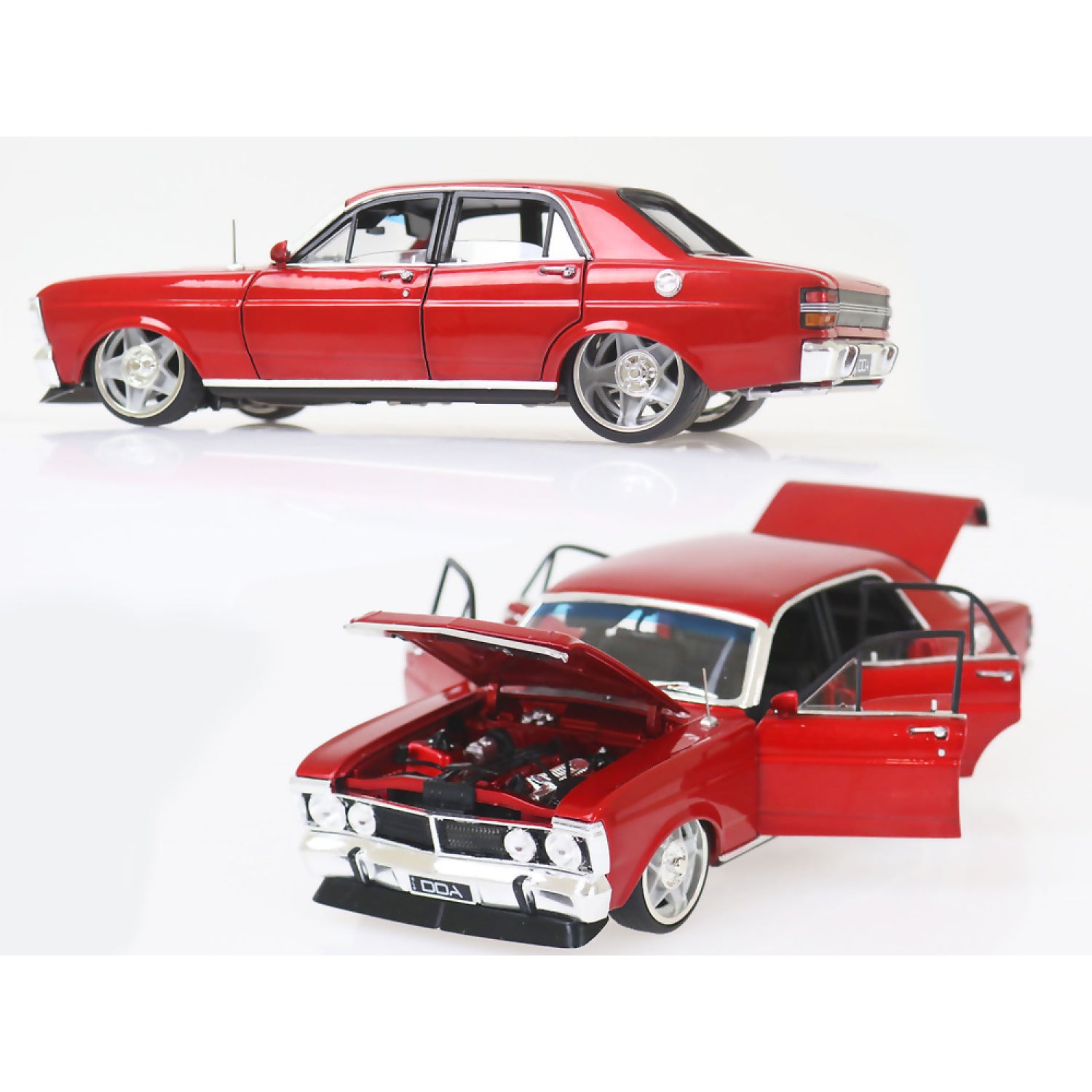 DDA Collectibles - 1:24 Scale - Candy Red XY Ford Falcon Custom with Super Charged Barra Engine - Diecast Model