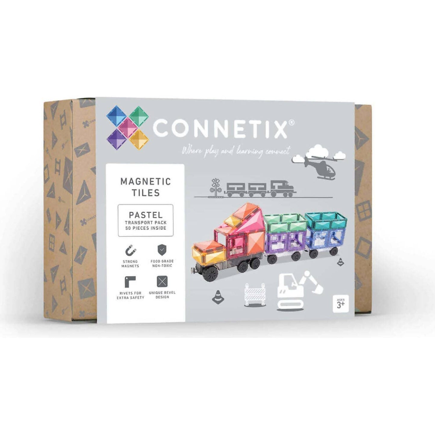 Connetix - Magnetic Tiles Pastel Transport Pack 50pc