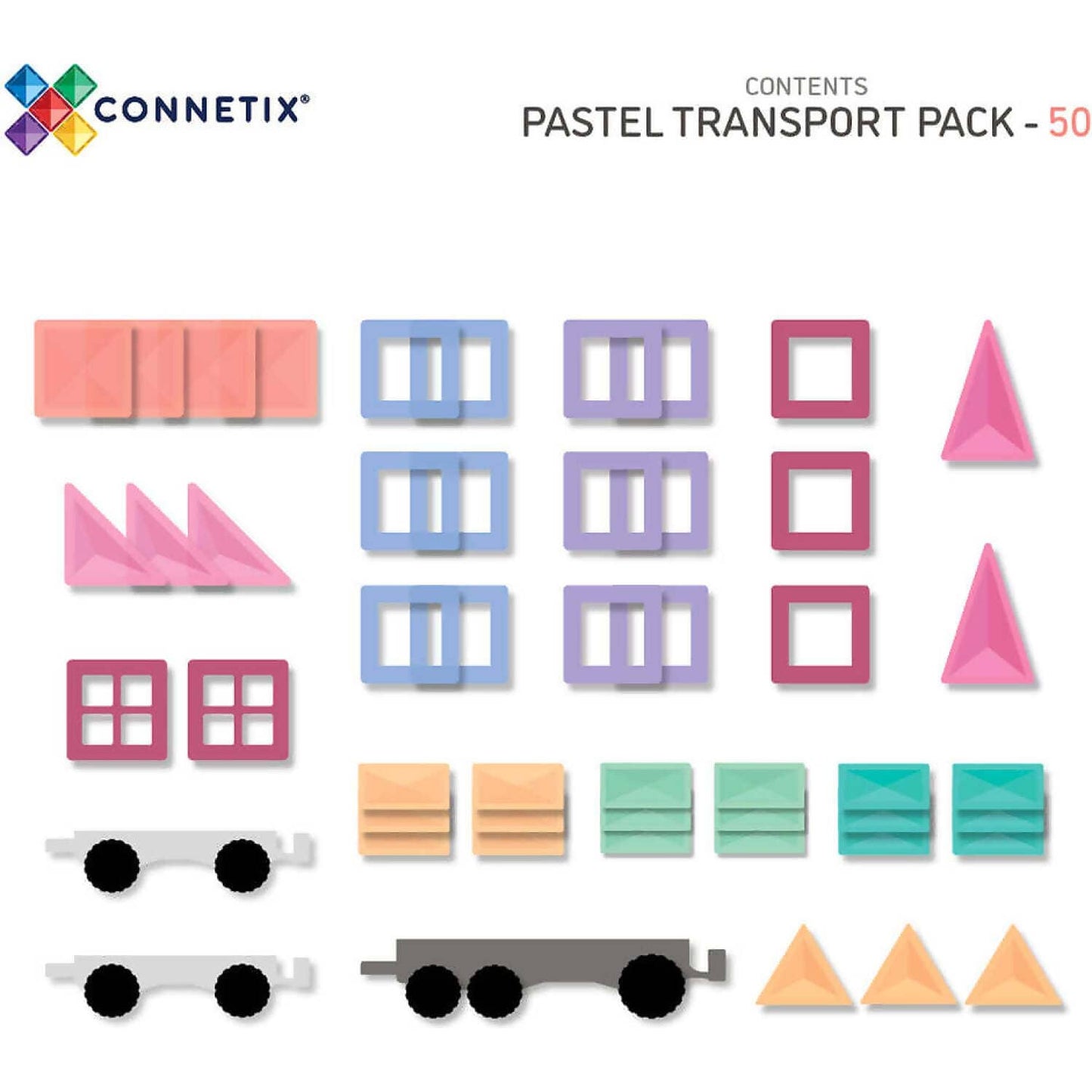 Connetix - Magnetic Tiles Pastel Transport Pack 50pc