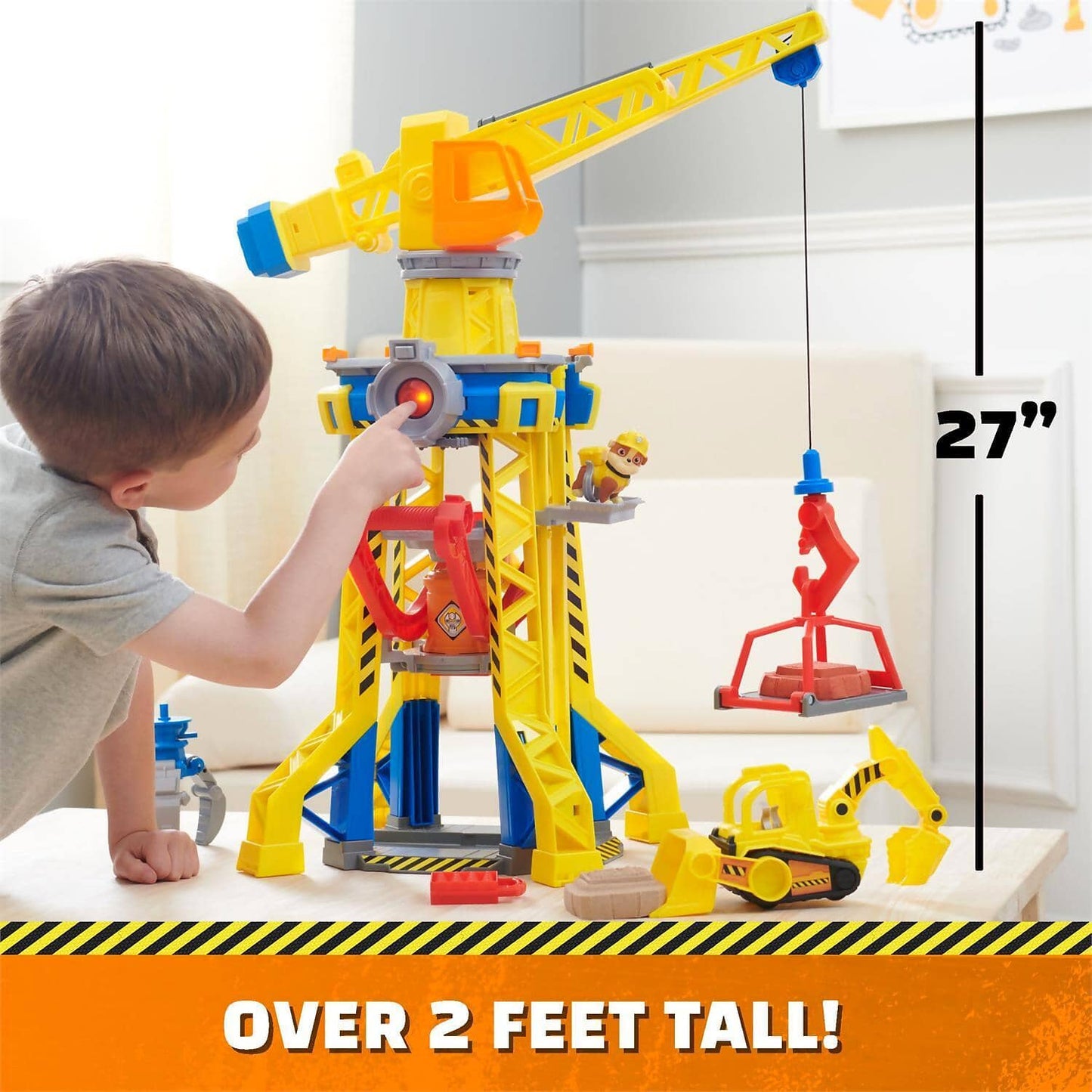 Paw Patrol - Rubble & Crew Bark Yard Crane Tower Playset With Rubble Action Figure Toy Bulldozer & Kinetic Build-it Play Sand - Spin Master