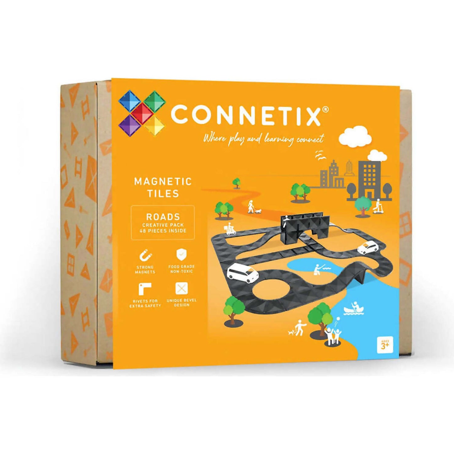 Connetix - Magnetic Tiles 48 Piece Creative Roads Pack
