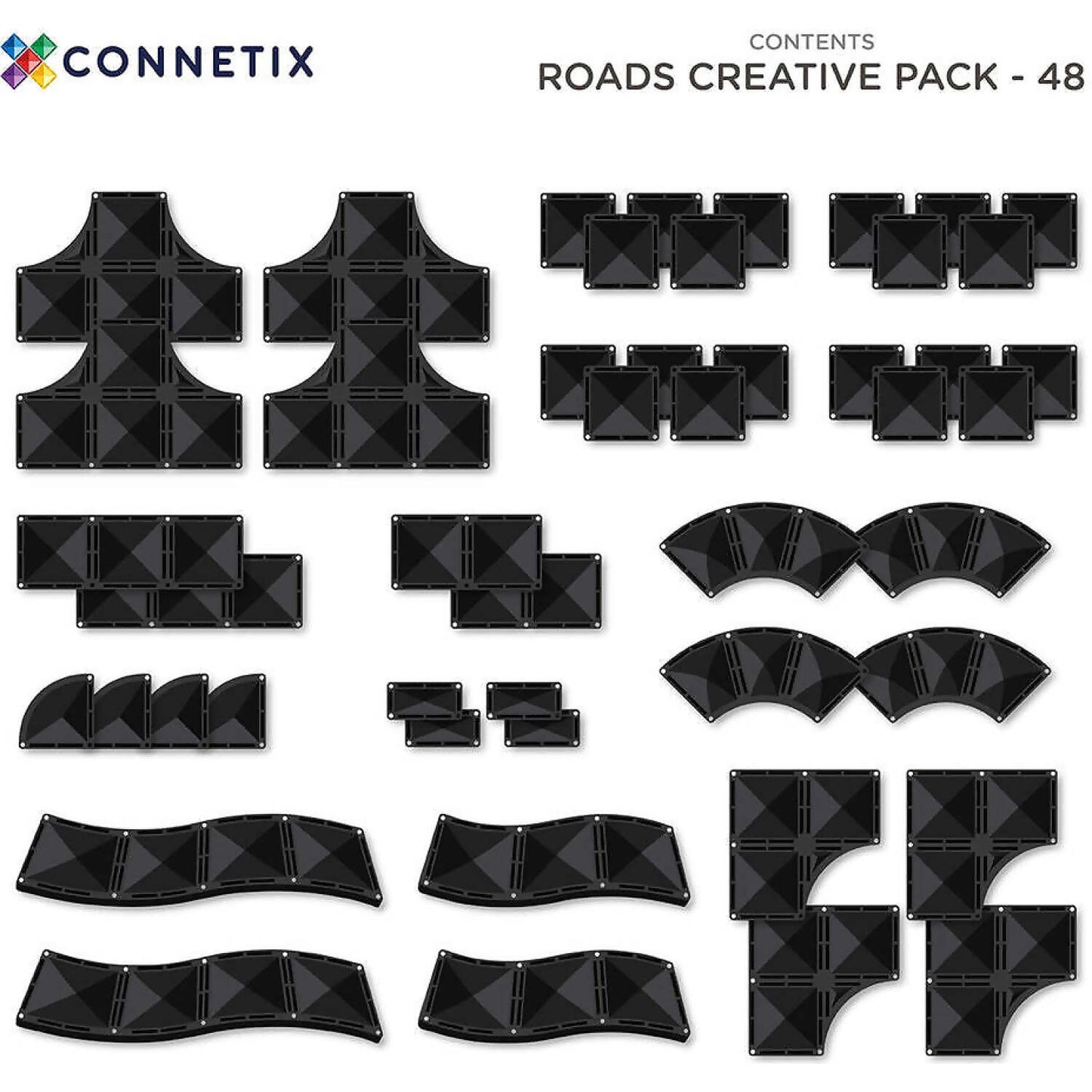 Connetix - Magnetic Tiles 48 Piece Creative Roads Pack