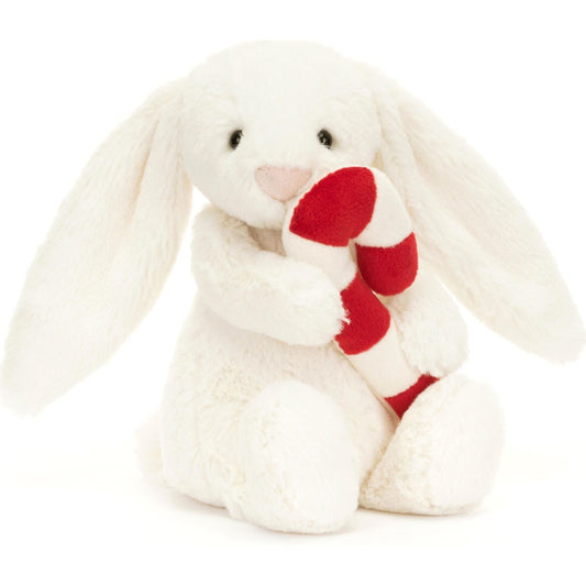 Jellycat - Bashful Bunny With Candy Cane Cream Small 18x9x8cm Xmas