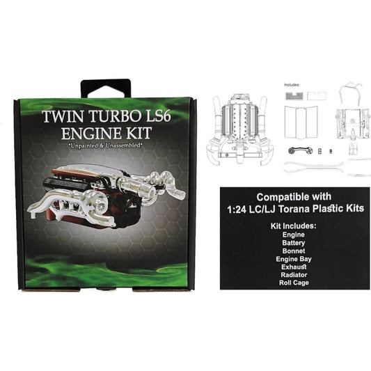 DDA Collectibles 1:24 Scale - LC & LJ Twin Turbo LS6 Torana Engine Plastic Kit - Diecast Model Accessory