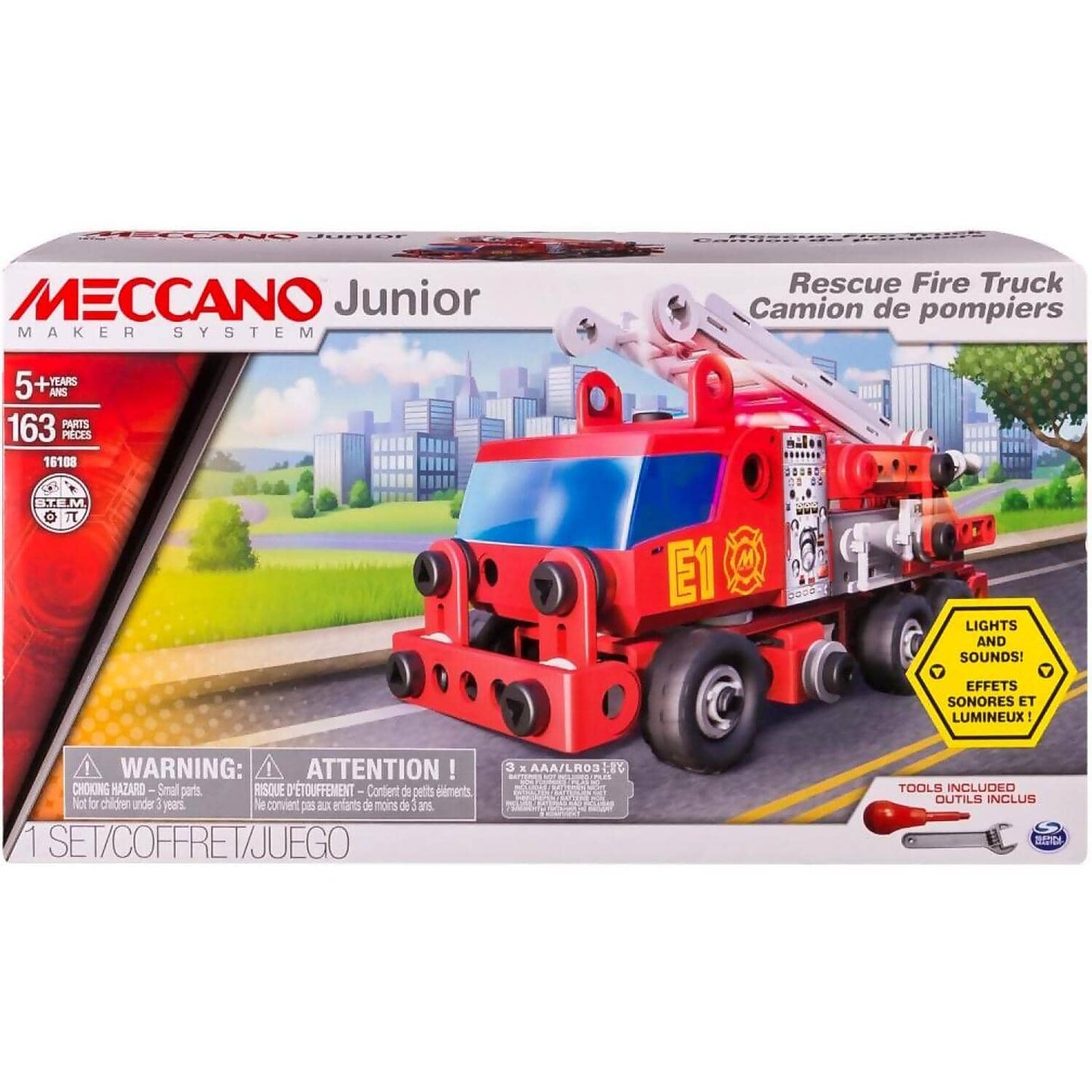 Mecccano Junior - Rescue Fire Truck With Lights And Sounds Model Building Kit