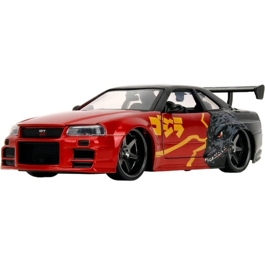 Jada Toys - Godzilla 2002 Nissan Skyline GT-R (R34) 1:24 Scale Diecast Vehicle