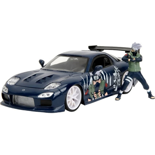 Jada Toys - 1993 Mazda RX-7 V2 with Naruto Shippuden Artwork & Kakashi Hatake Figure 1:24 Scale Diecast Vehicle & Figure Set