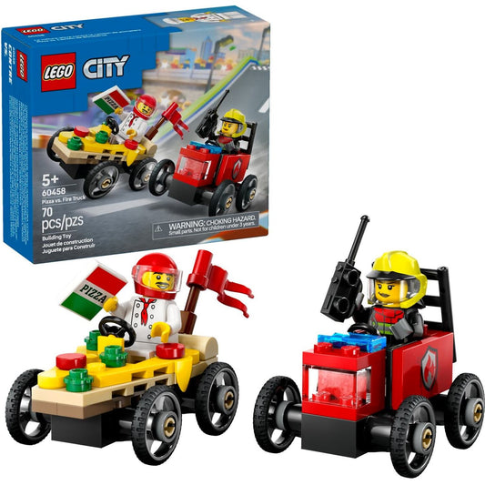 LEGO 60458 Pizza Vs. Fire Truck Race Car Pack - City