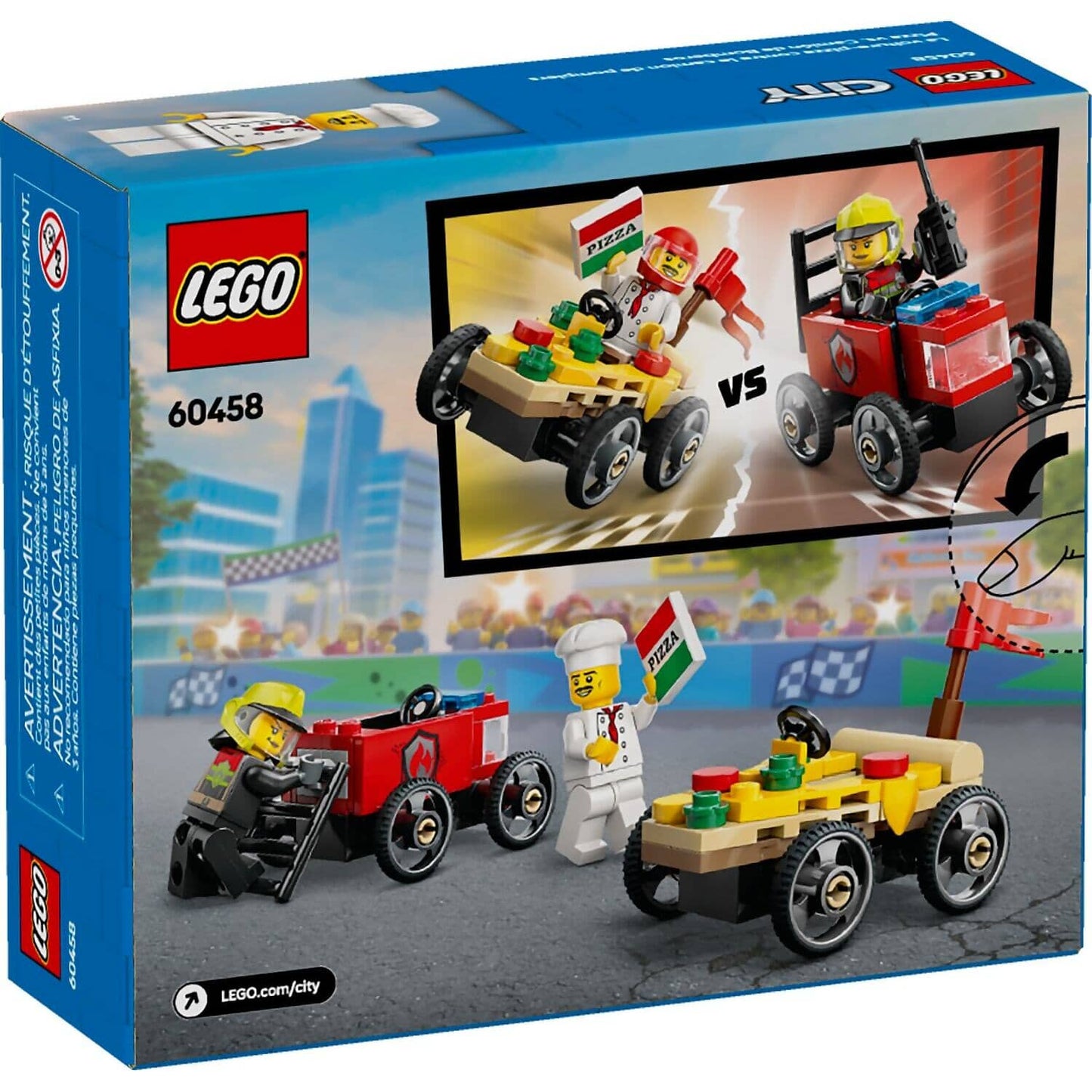LEGO 60458 Pizza Vs. Fire Truck Race Car Pack - City