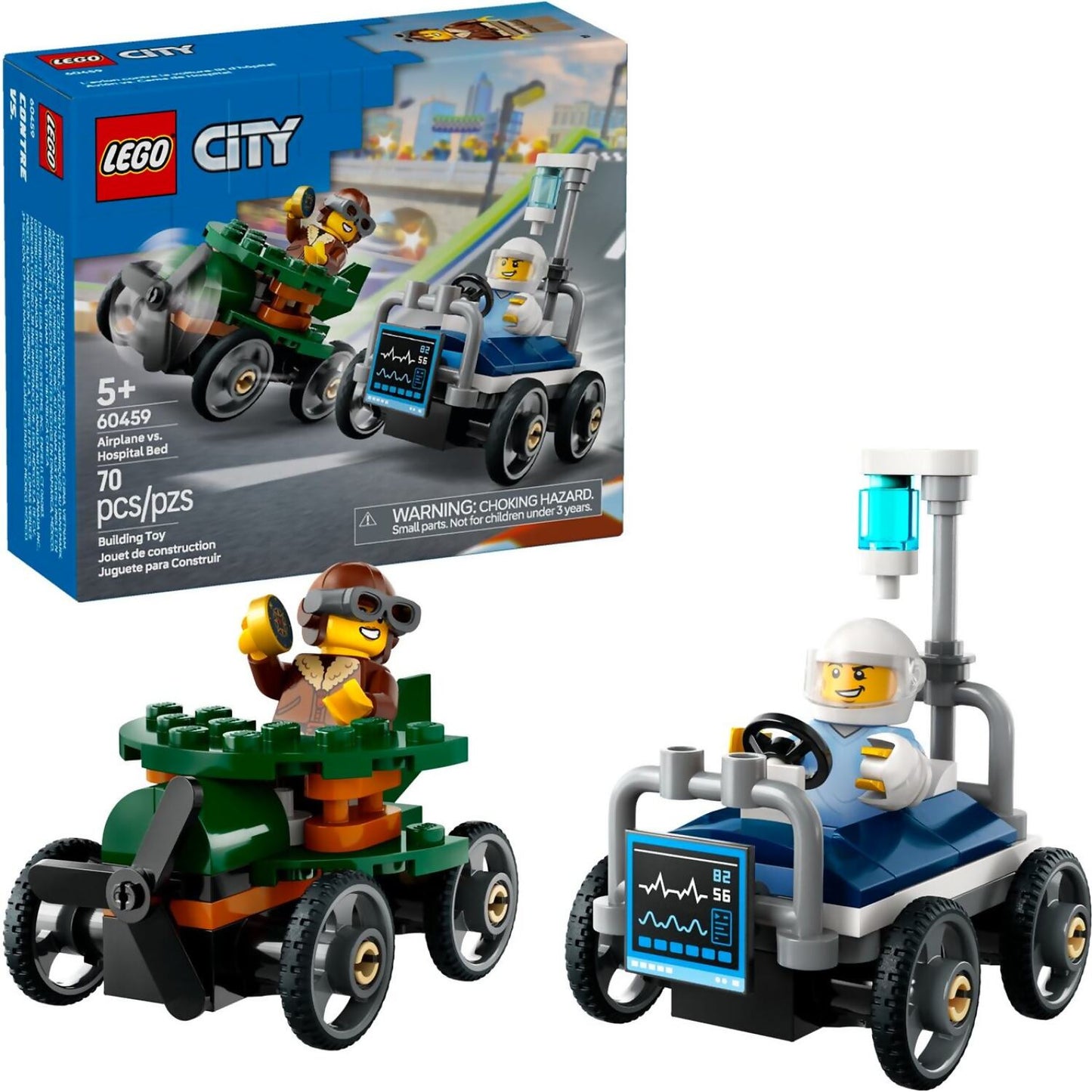 LEGO 60459 Airplane Vs. Hospital Bed Race Car Pack - City