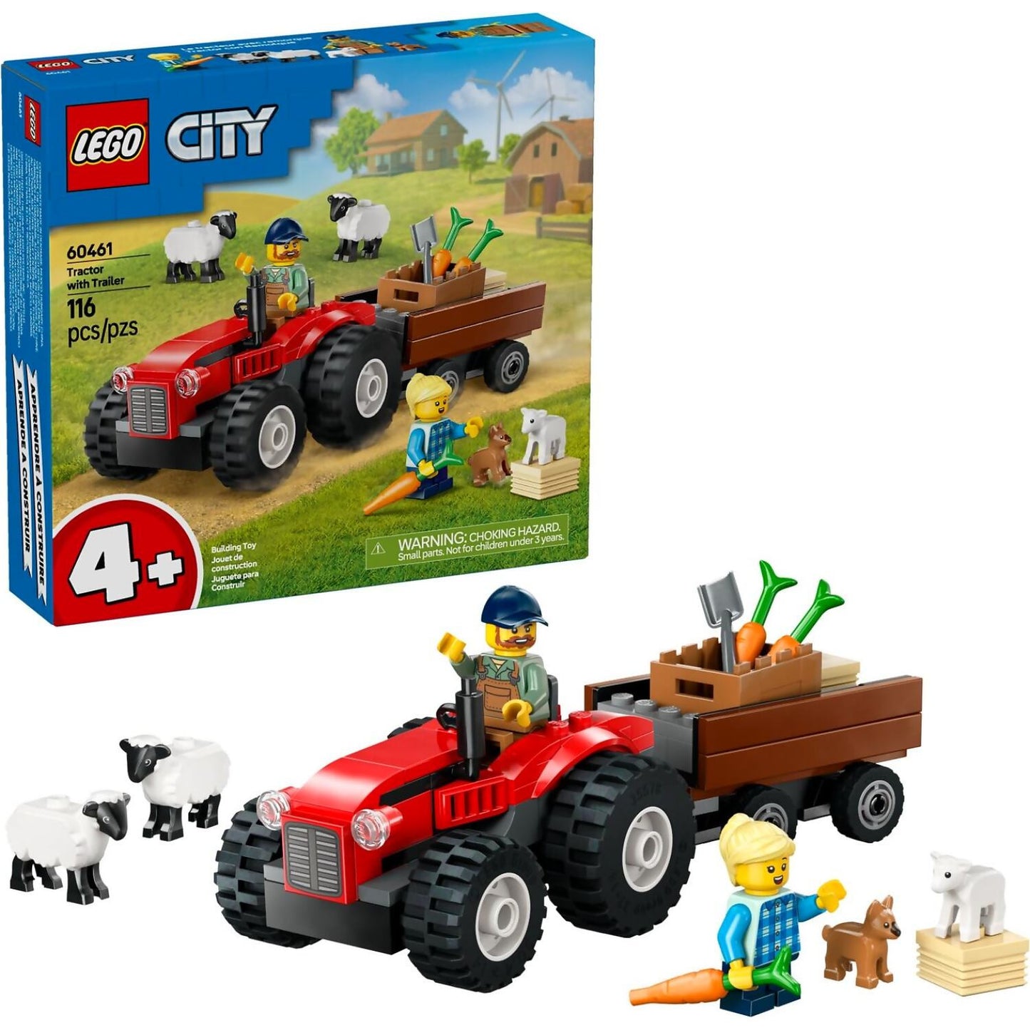 LEGO 60461 Red Farm Tractor With Trailer & Sheep - City 4+