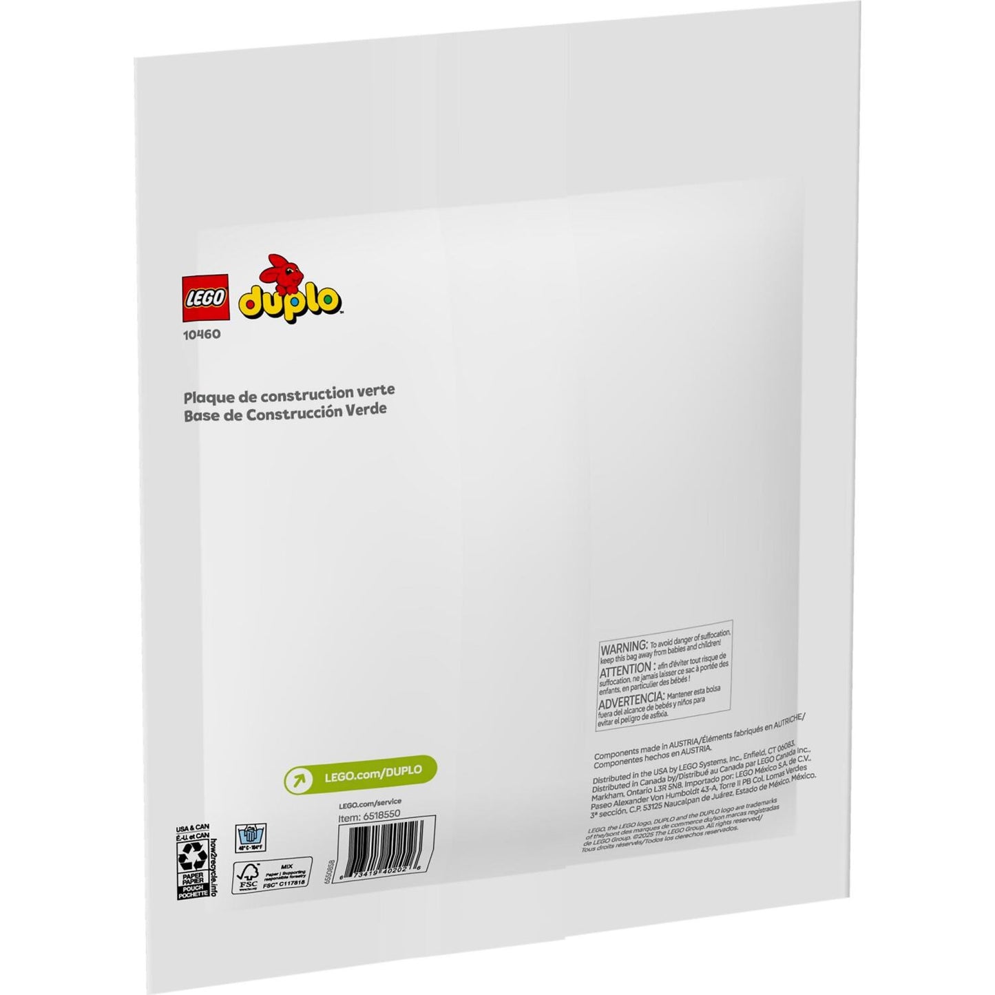 LEGO 10460 Green Building Plate 16x16-stud - Duplo