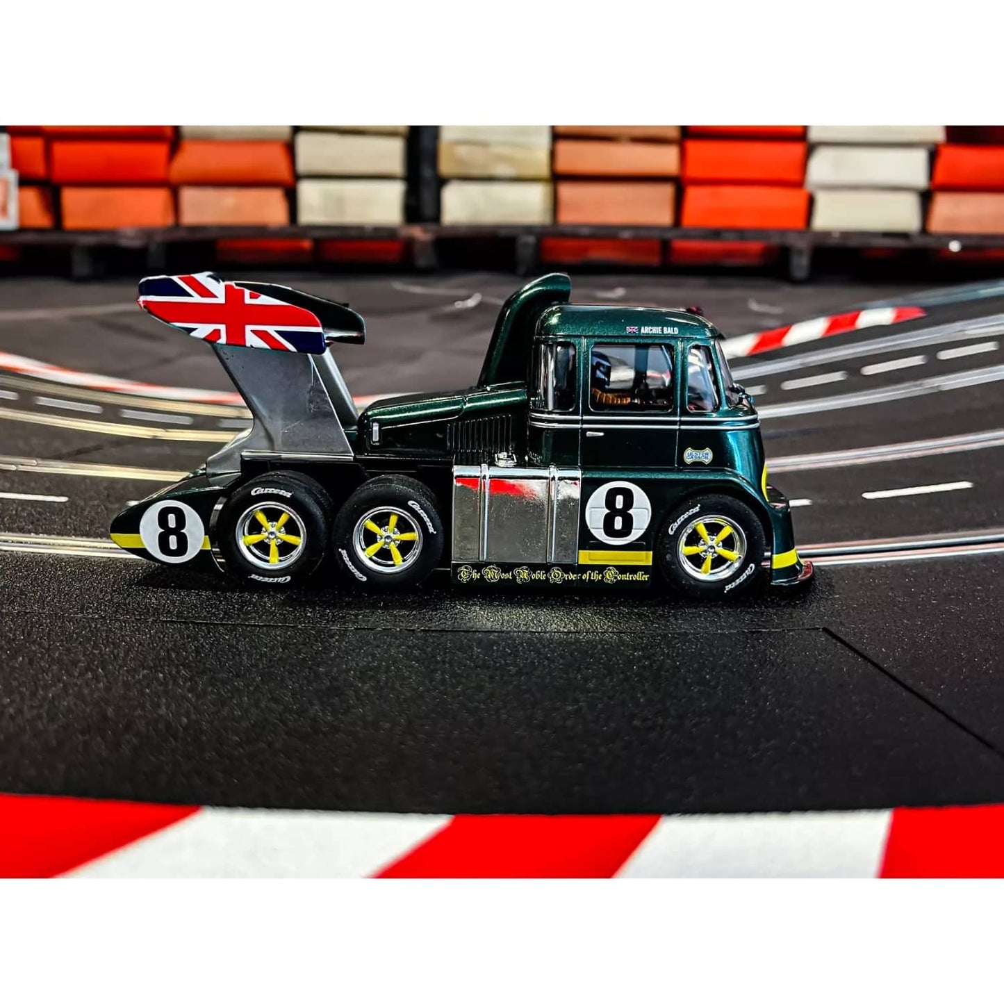 Carrera Digital 1:32 - Racetruck Cabover British Racing Green No.8 - Slot Car Also Suits Scalextric