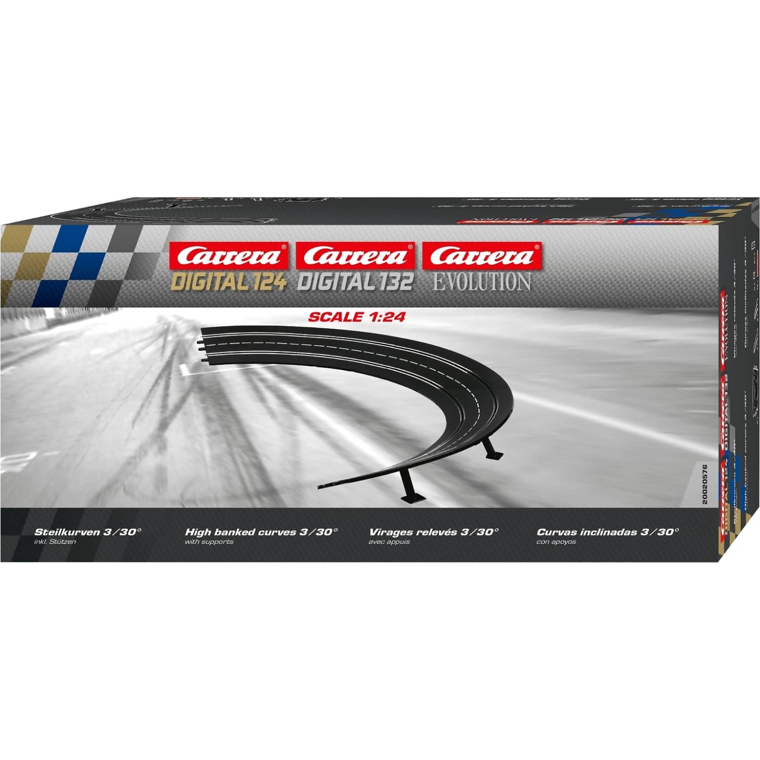 Carrera - Digital 1:32 Accessories - High Banked Curve 3/30 (6) 6 x Track Pieces Includes Supports - Slot Car Track Accessories Also Suits 1:24 & Evolution