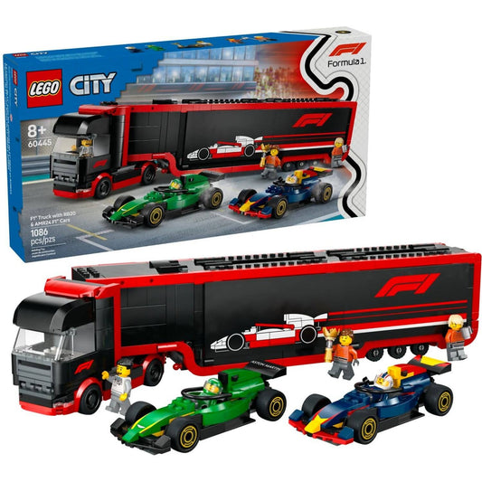 LEGO 60445 F1® Truck with RB20 & AMR24 F1® Cars - City