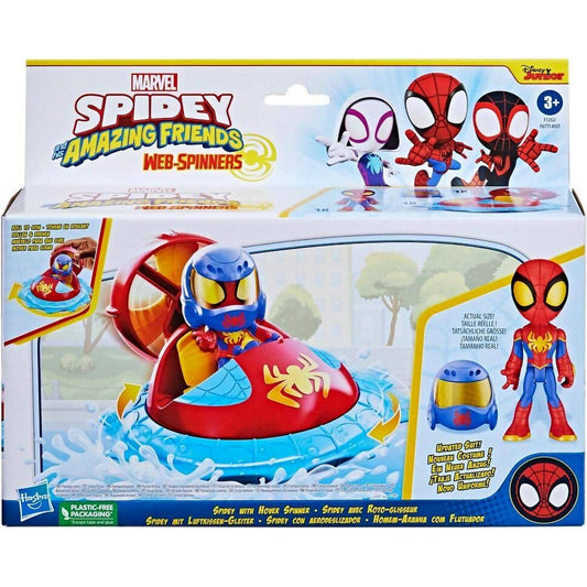 Marvel - Spidey And His Amazing Friends Web-spinners Spidey With Hover Spinner Toy Car - Hasbro