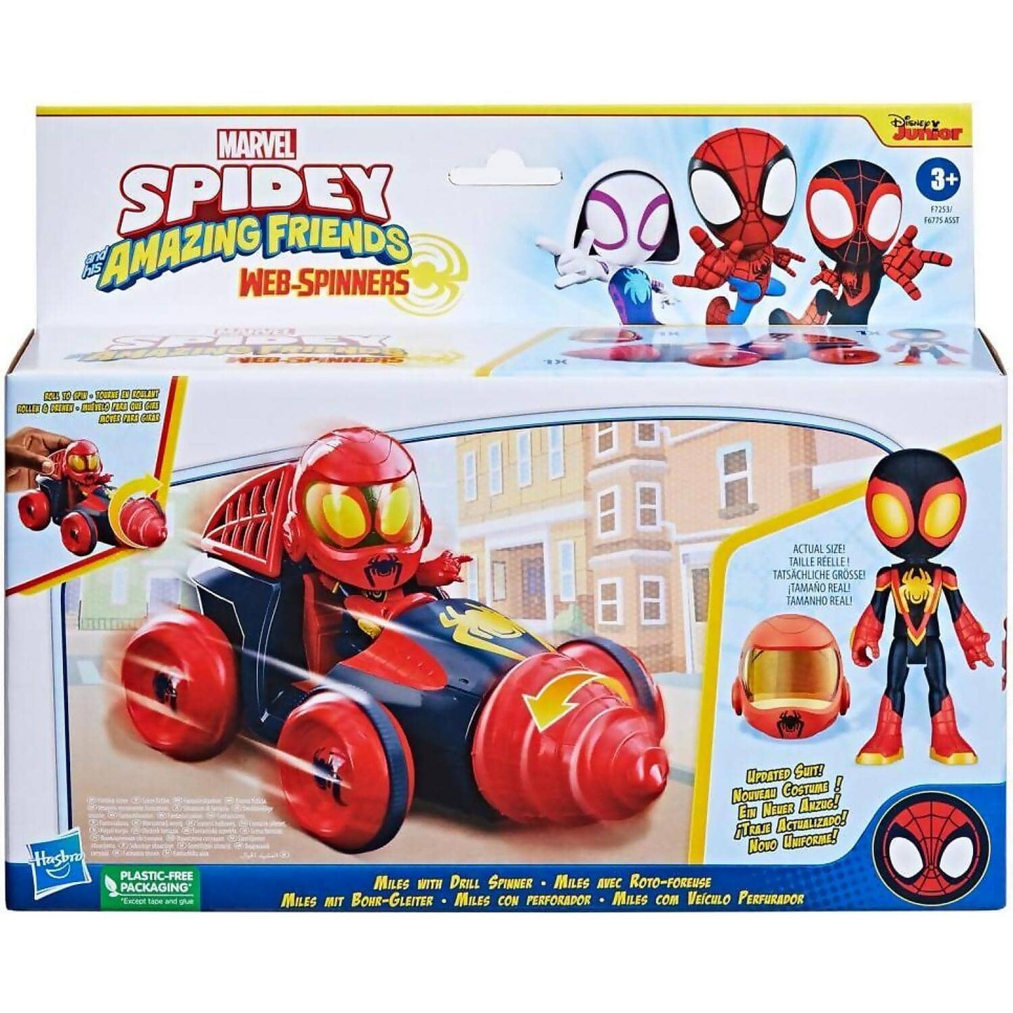 Marvel - Spidey And His Amazing Friends Web-spinners Miles With Drill Spinner Toy Car - Hasbro