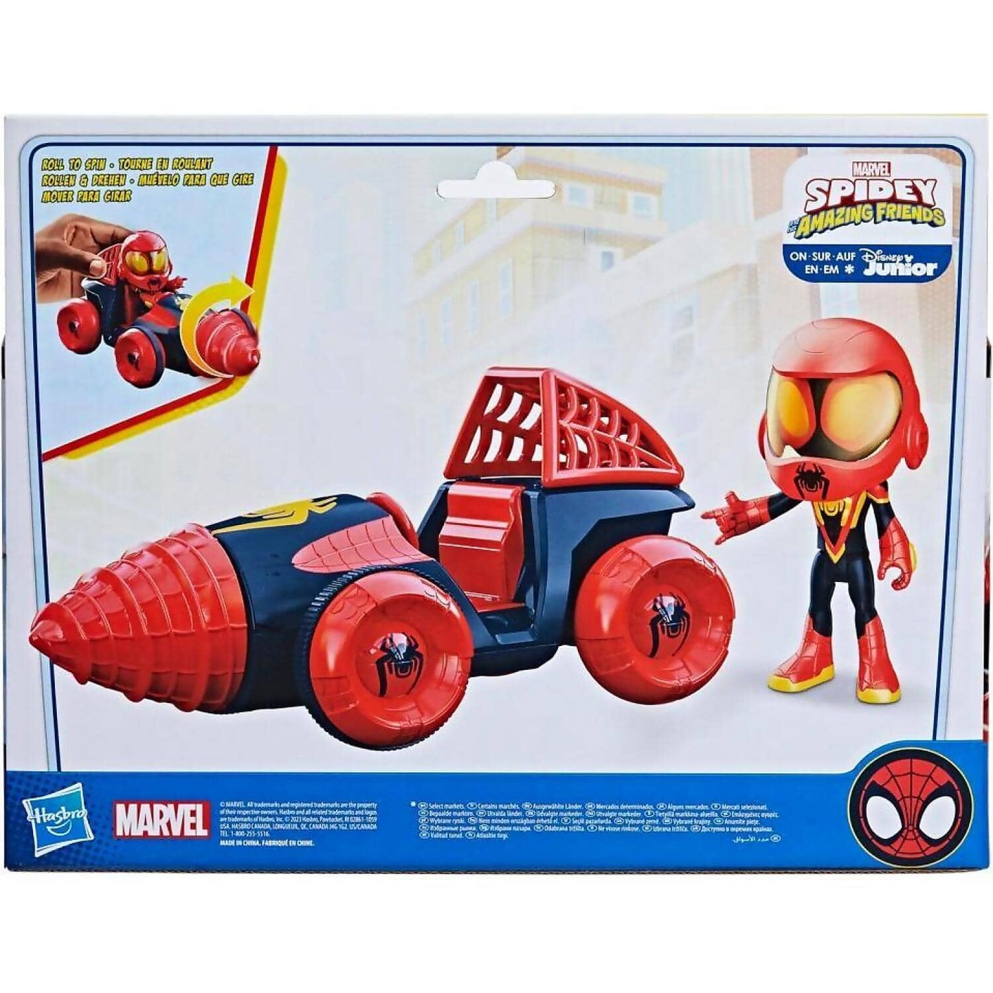 Marvel - Spidey And His Amazing Friends Web-spinners Miles With Drill Spinner Toy Car - Hasbro