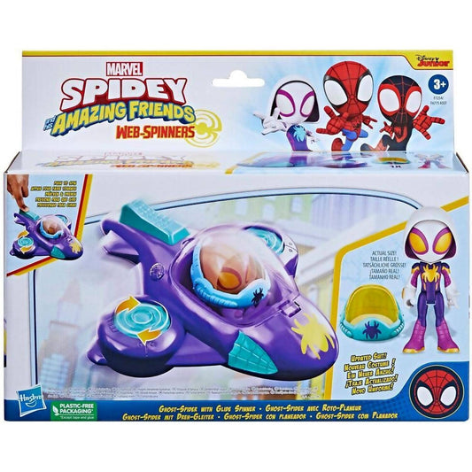 Marvel - Spidey And His Amazing Friends Web-spinners Ghost-spider With Glide Spinner Toy Car - Hasbro